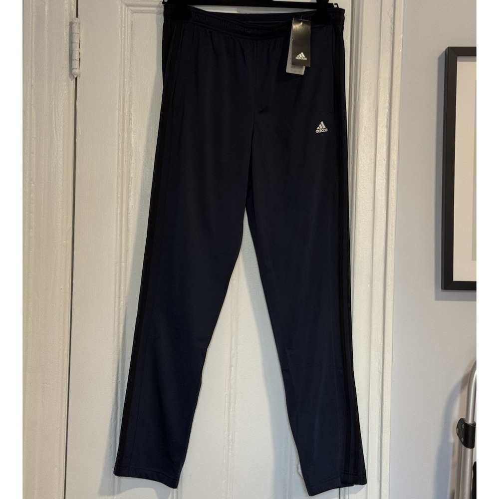 ADIDAS Trico Zip Mens Medium Navy Stripes 12" Zipper Leg Sweat Pants New NWT